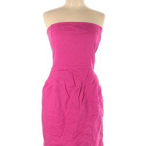 Hot Pink Linen Strapless Dress